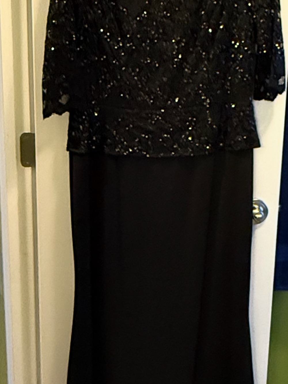 Black Beaded Lace Evening Dress